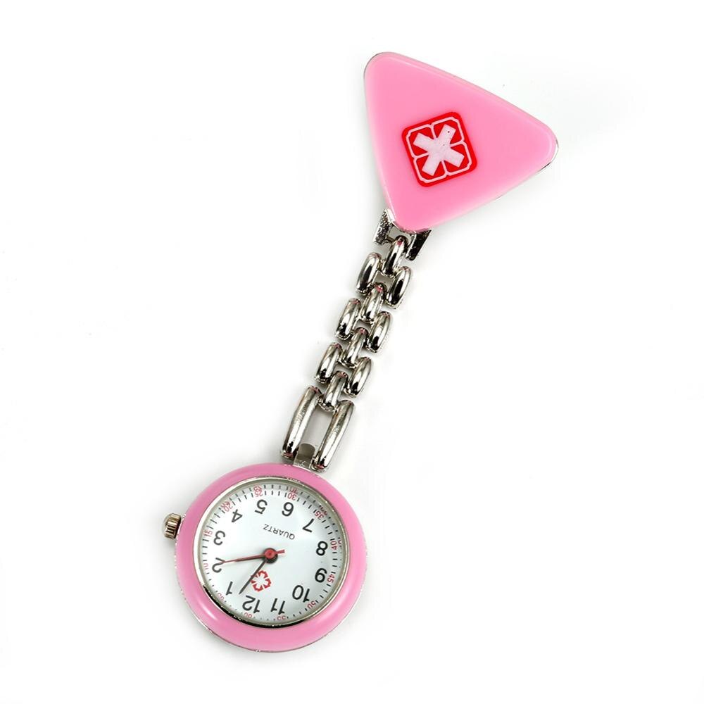 Verpleegster Horloge Ronde Rode Kruis Hanger Met Clip Opknoping Effen Kleur Doctor Verpleegkundigen Medische Mode Draagbare Zakhorloge 6 Kleuren: Roze