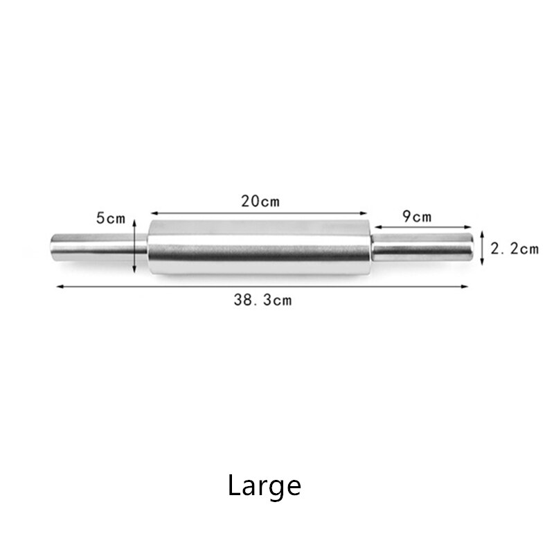 1 PC Stainless Steel Non-Stick Rolling Pin for Dough Pasta Tools Bake Pizza Noodles Cookie Dumplings Kitchen Accessories: Large