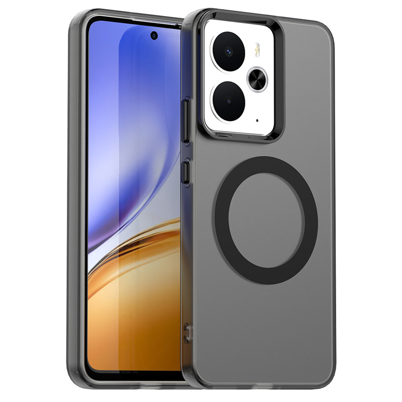 Translucent Phone Case For Realme 14T Case For Realme 14T 5G Magnetic Adsorption Wireless Charge Back Cover For Realme 14T Case: black / Realme 14