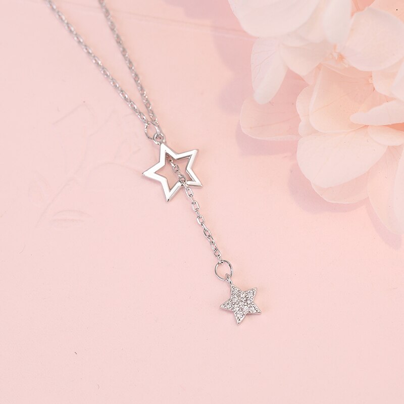 Trendy Rhinestone Star Ketting Vrouwen Kwastje Zirconia Sleutelbeen Ketting Hanger Kettingen Bruiloft Verjaardag Sieraden