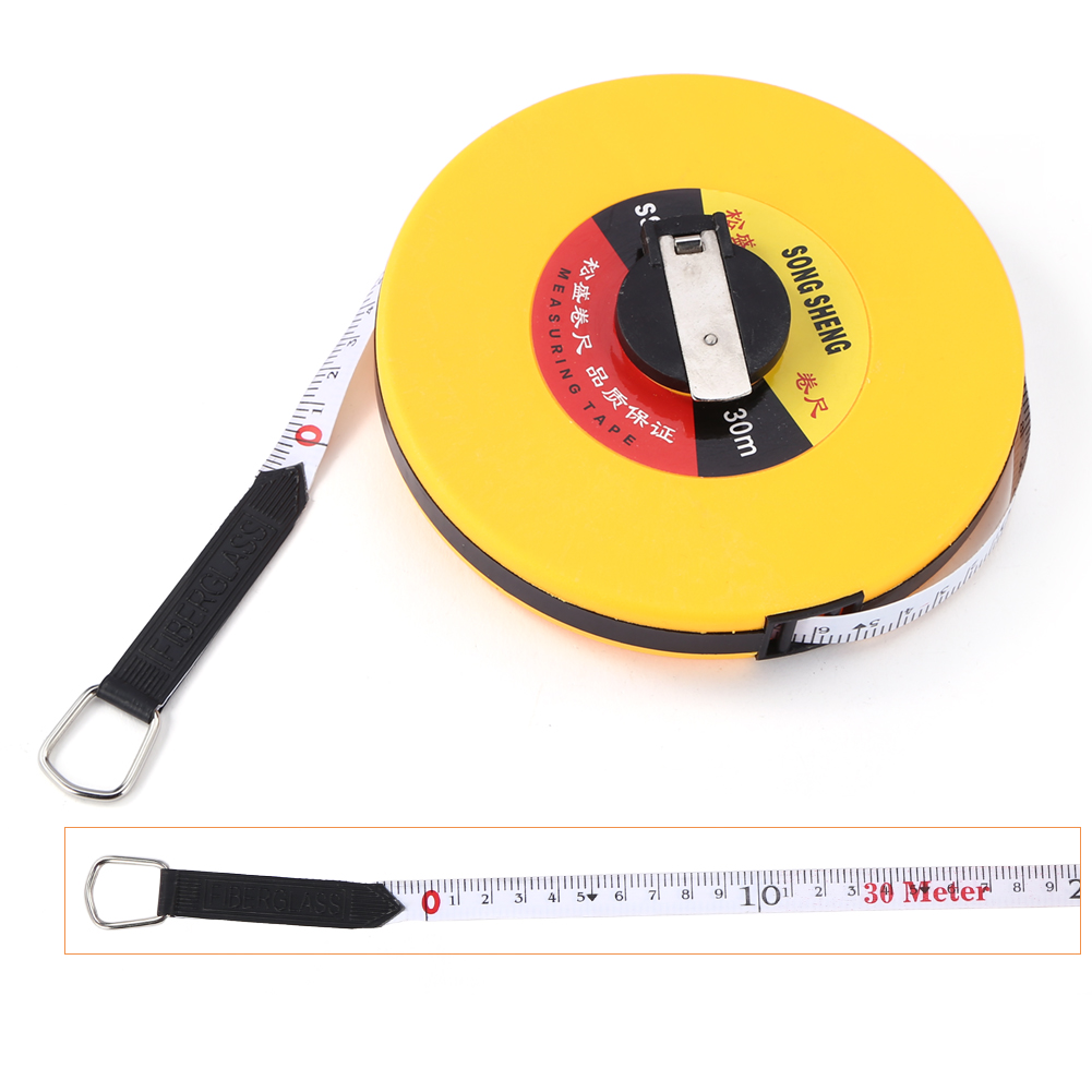 Fiberglass Soft Tape Measure Portable Body Height Building Surveying Distance Measuring Meter for Carpenter Measurement Tools: 30M