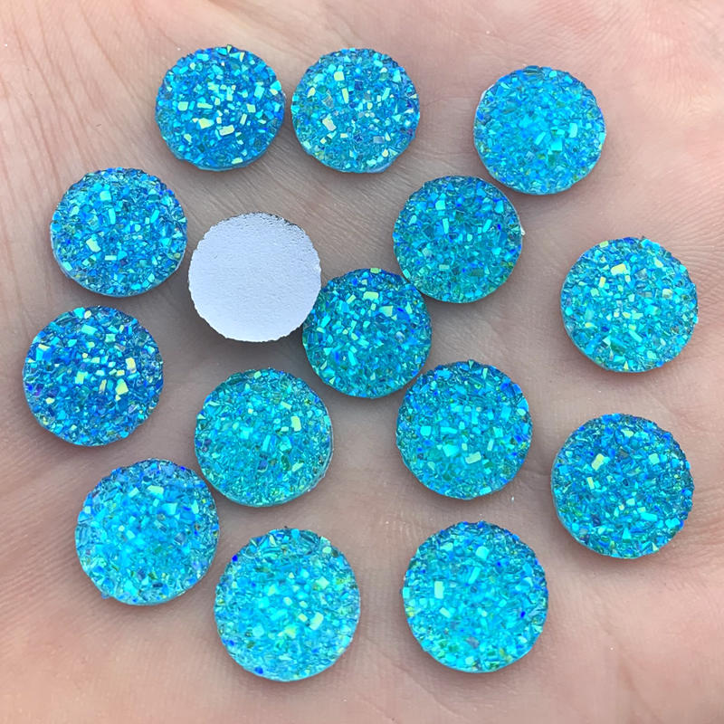 Cristal AB 12mm 80 pièces/lot de pierres précieuses en résine à dos plat, strass ronds à pois, pour décoration à faire soi-même: A555