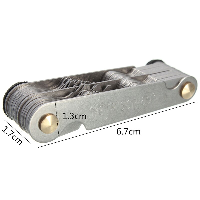 60 Degree 52Pcs Steel Thread Measuring Gage Metric Whitworth Screw Pitch Measuring Gauging Lathe Tool