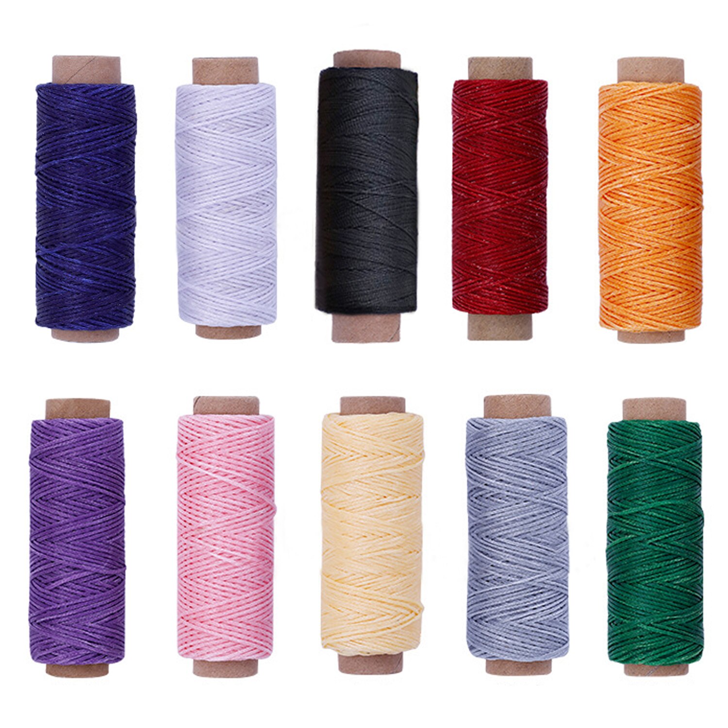 10 ruller 50m/164.04ft assorterede farver 150d diy sy håndværk syet voksrød ledning til bagage tegnebog tæppe sadelcoat læder: B