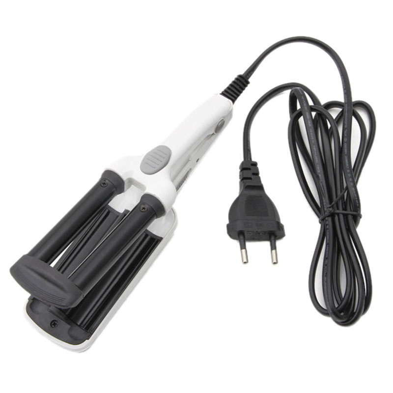 Mini Keramische Krultangen Iron Wave Wand 3 Vaten Ijzer Ijzer Platte Keramische Haar Tools Professionele Krimptang Haar Krultang: White
