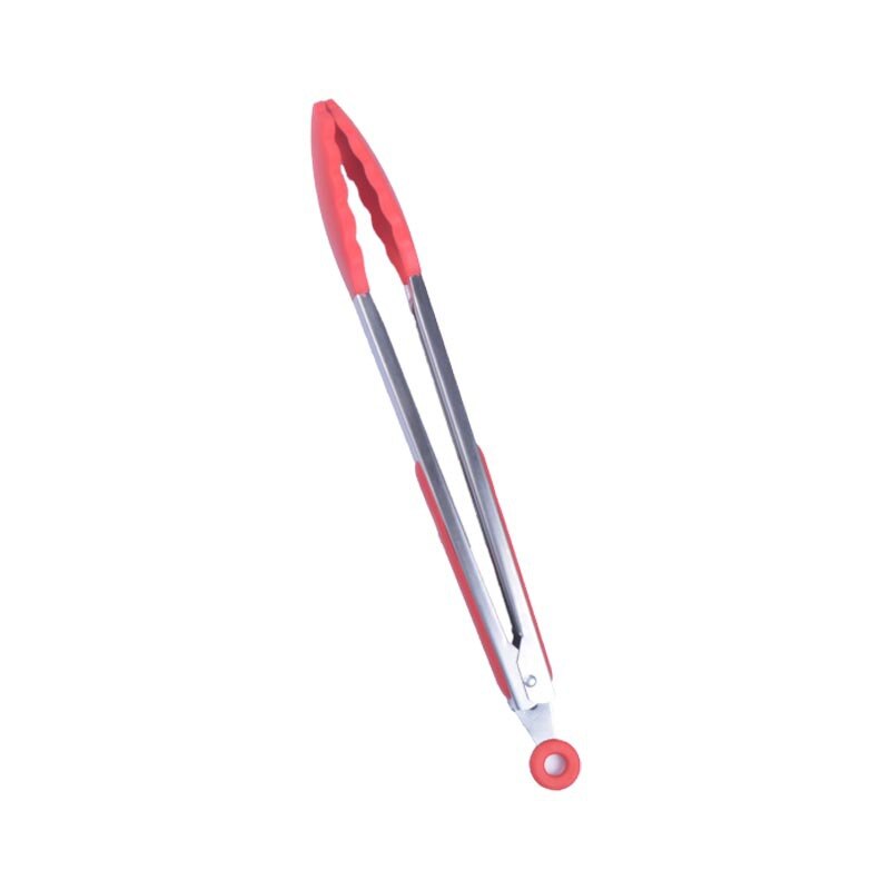 9/12Inch Stainless Steel Silicone Food Tongs Non-Slip Cooking Clip Salad Serving Bbq Tools Grill Tongs Multiuse Kitchen Tool: 12Inch Red