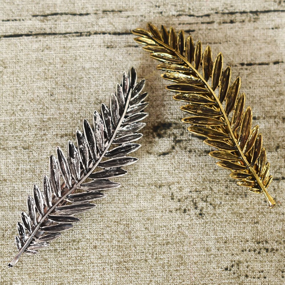 Hårnåle vintage metal blad hårspænde til kvinder pige hår tilbehør hårgreb delikat retro fjer ornament