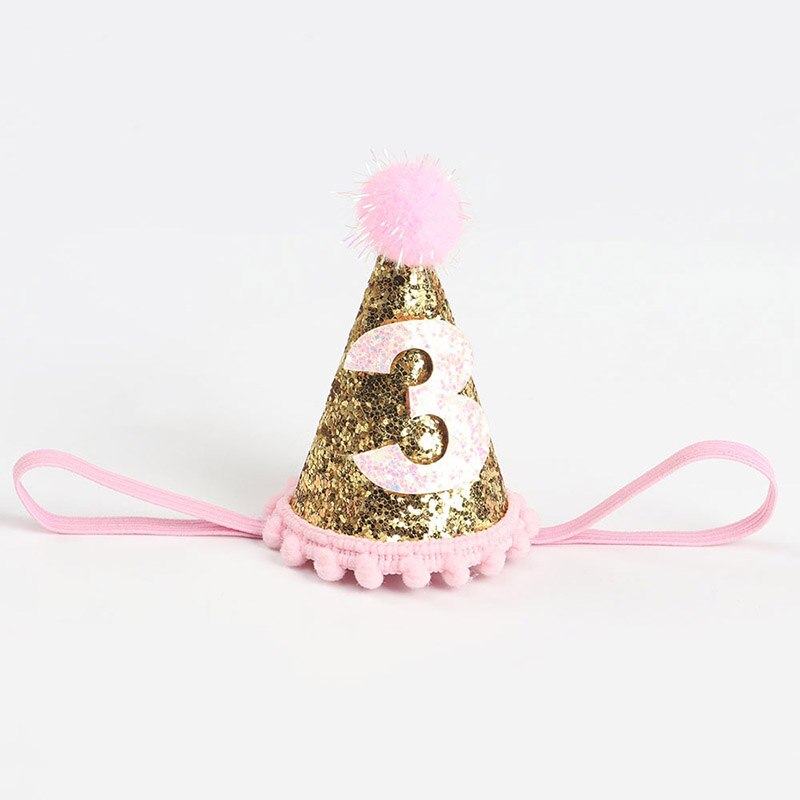 Kleurrijke Glitter Baby Hoofdbanden Driehoek Crown Meisjes Elastische Haarband Baby Peuter Verjaardagsfeestje Hairball Hoofddeksels: 3