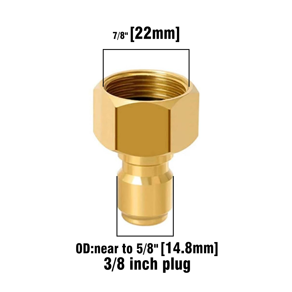 Pressure Washer Quick Disconnect Adaptor Set M22-15mm to 3/8 Quick Release Couplers for Attach Hose to The Water Pumps 5000 PSI: Chocolate