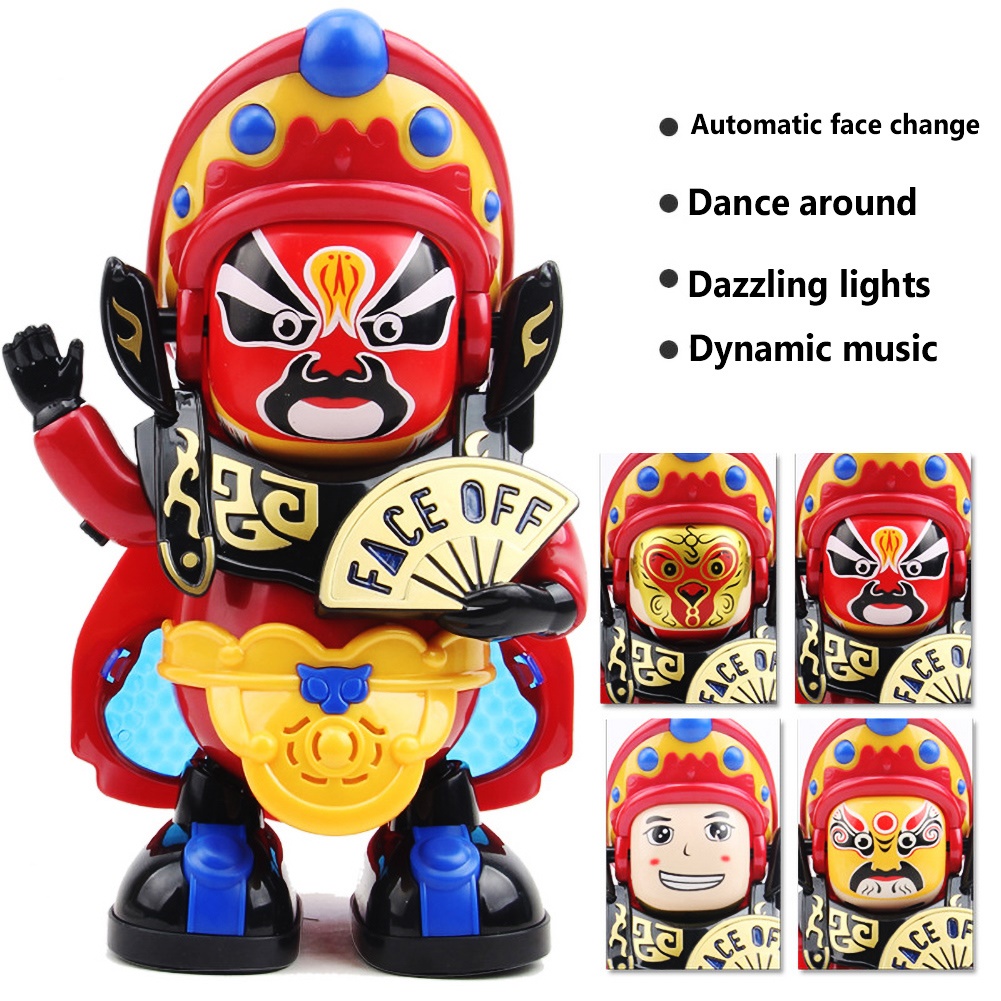 Muñeca China que cambia de cara de ópera, Robot de baile musical ligero, juguete para para niños