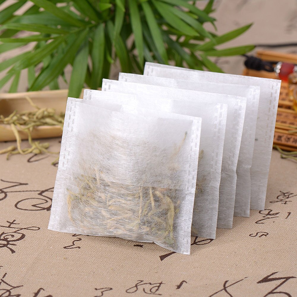 100pcs tea bags empty fragrant tea bags sealed filter paper bulk tea drawstring fiber bag filter, boiled herb spice coffee bag