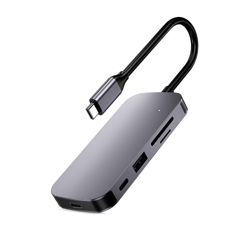 USB C Hub 8-in-1 Adapter Dongle Typ-C zu 4K @ 30Hz HDMI SD/TF Kartenleser USB 3,0 PD Energie für PC iPad