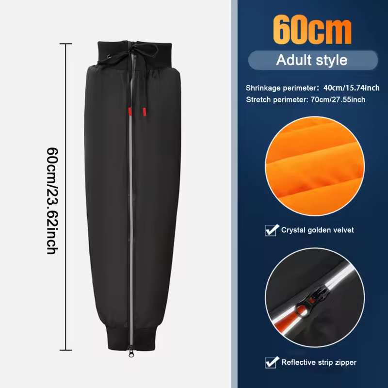 Rodilleras de invierno para motocicleta, colcha gruesa de lana impermeable y cálida para parabrisas, cubierta impermeable para piernas, calentador de piernas para ciclismo, 50/60/70CM: Negro