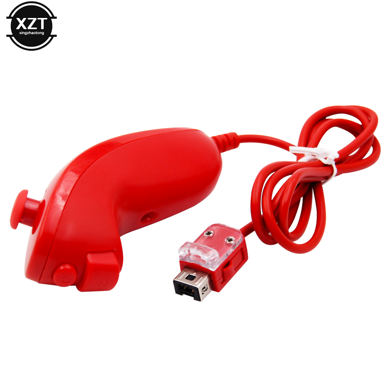 For Nintendo Wii Game Controller Left Hand Curved Game Handle Remote Controller For Wii Gamepad Nunchuk Game Accessories: RED