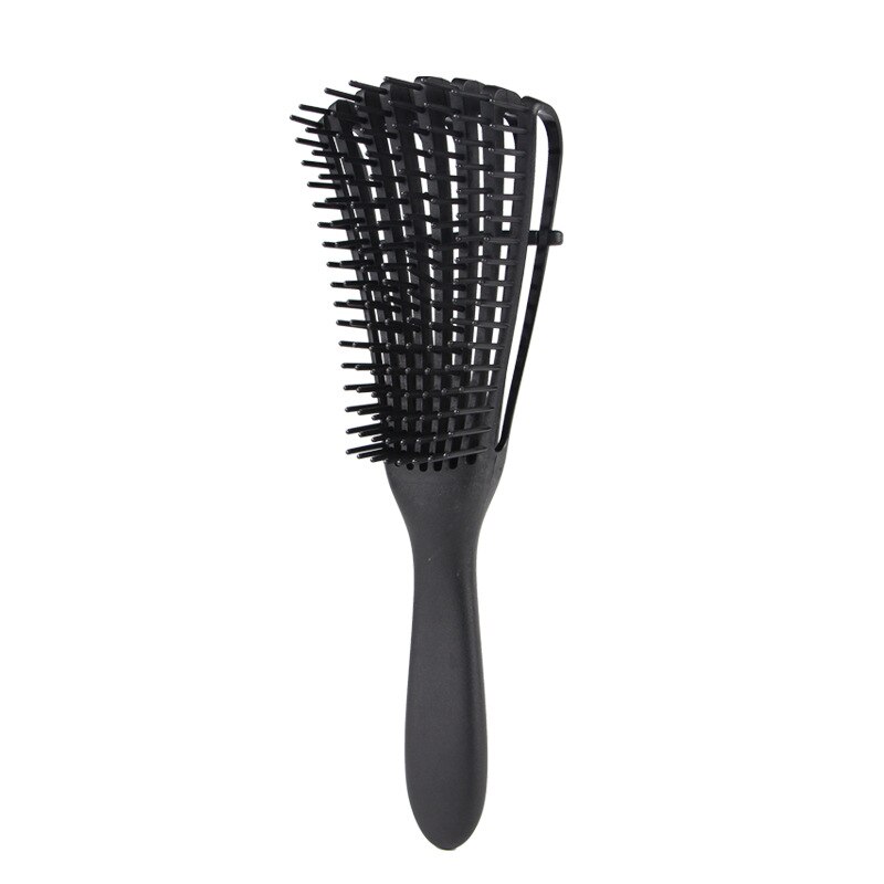Cepillo desenredante 4c para cabello rizado, cepillo desenredante para cabello mojado, grueso y rizado, ajuste el cabello, masaje del cuero cabelludo, cepillo para desenredar el cabello: Negro