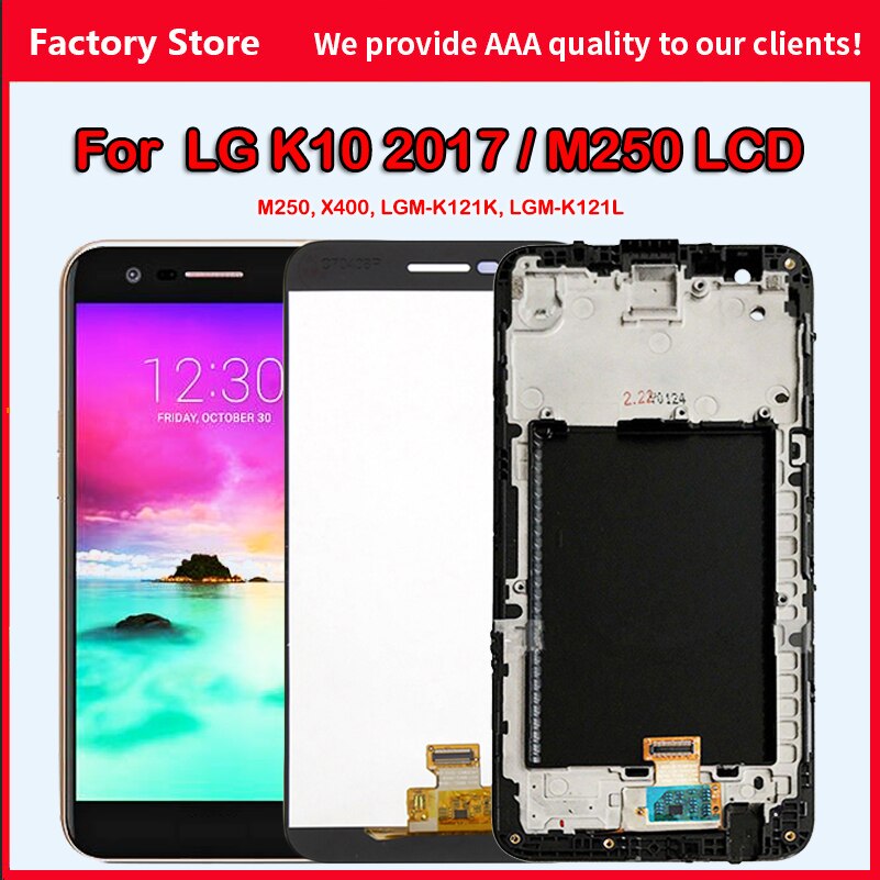 720 *1280 aaa lcd til lg  k10 m250 x400 lgm -k121k lgm -k121l lcd med ramme display skærm reservedele