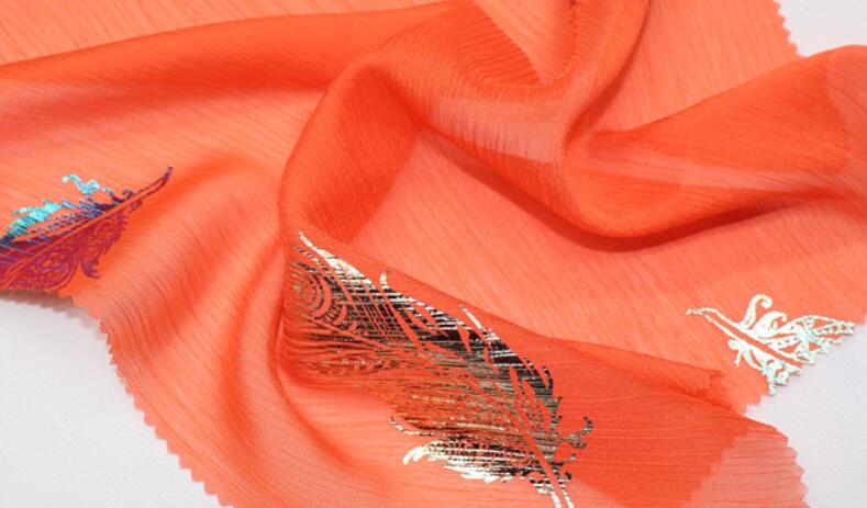 Dancing Dress Cosplay Chiffon Fabric Crepe Thin Magic Feather Fabric Cosplay Sewing Bronzing Wedding Costume DIY: 108 orange