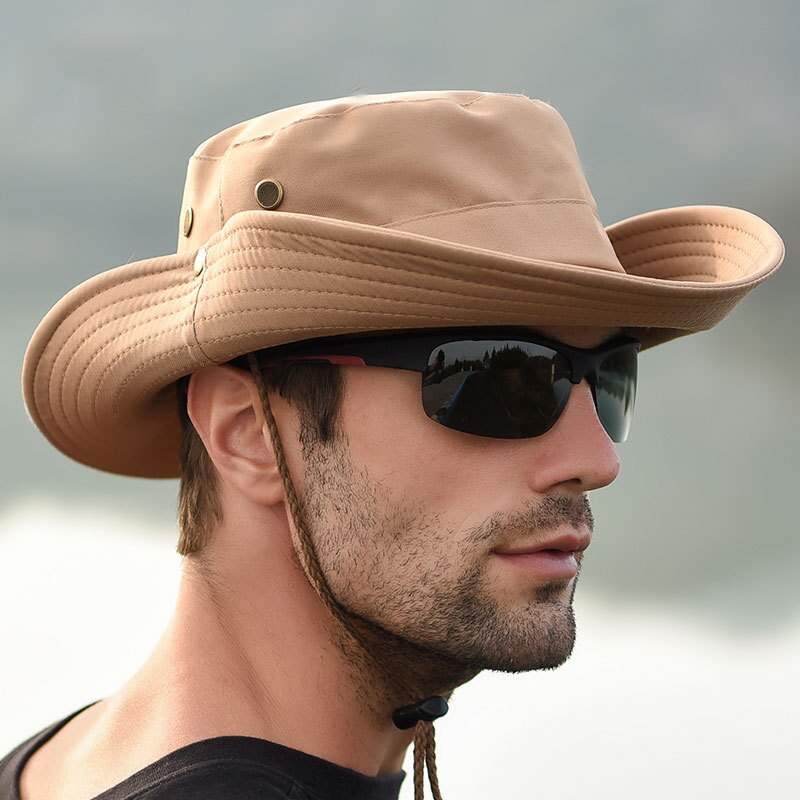 K31 Mannen Hoed Panama Emmer Hoed Outdoor Zon Hoeden Voor Mannen Mode Zomer Hoed Zonneklep Visser hoed Anti-Uv Zonnehoed: Khaki--adjustable