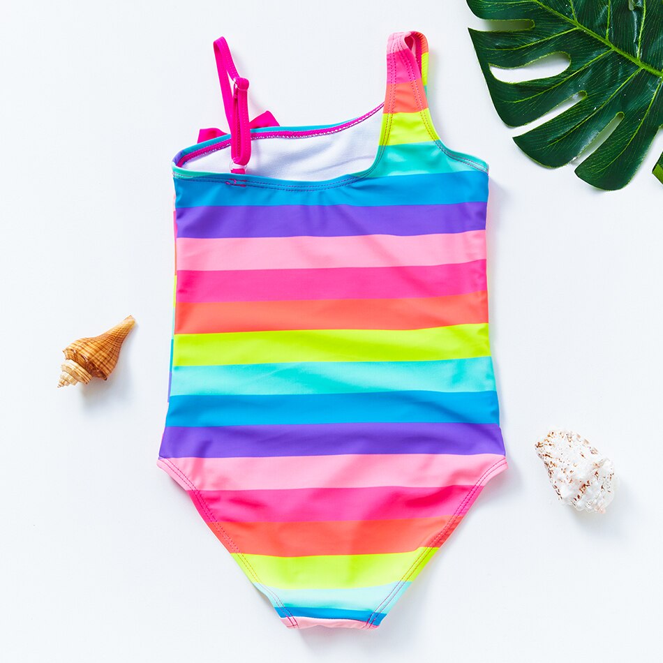 One-Piece Swimsuit: Rainbow Stripes