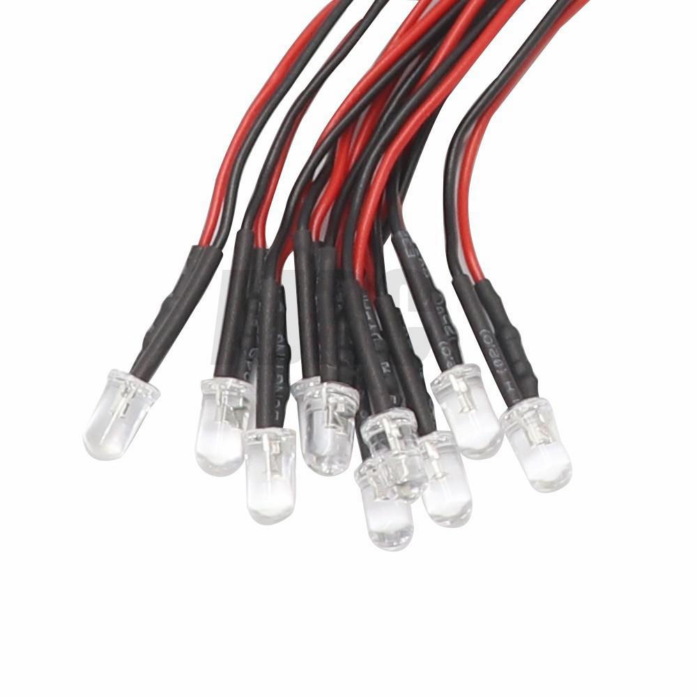10pcs 3mm 5mm 3V-12V LED Light Red White Yellow For 1/10 RC Crawler car Trax TRX-4 G63 AXIAL SCX10 D90 D110 HSP YIKONG