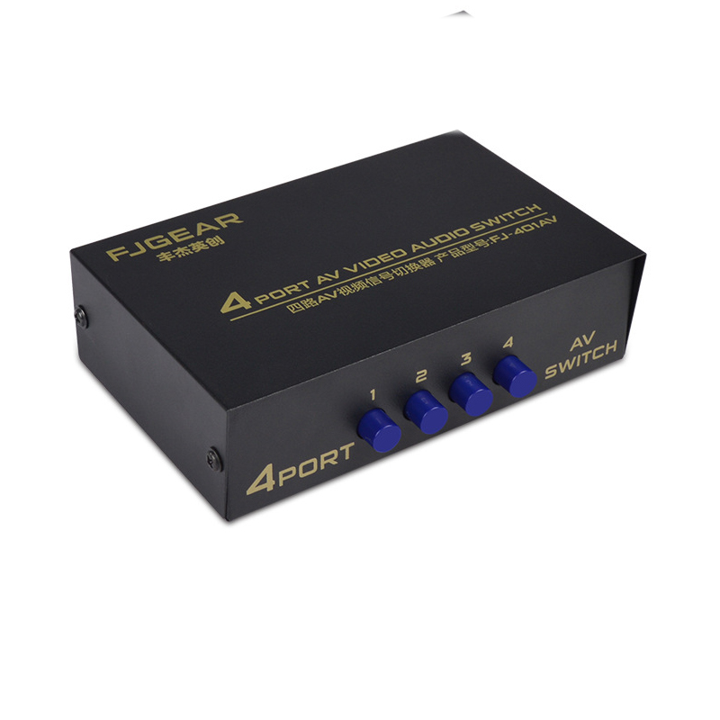 AV Switch Box 4 in 1 out AV Audio Video Signal Composite for HDTV LCD DVD 3 RCA Switcher 4 to 1 Selector not Splitter