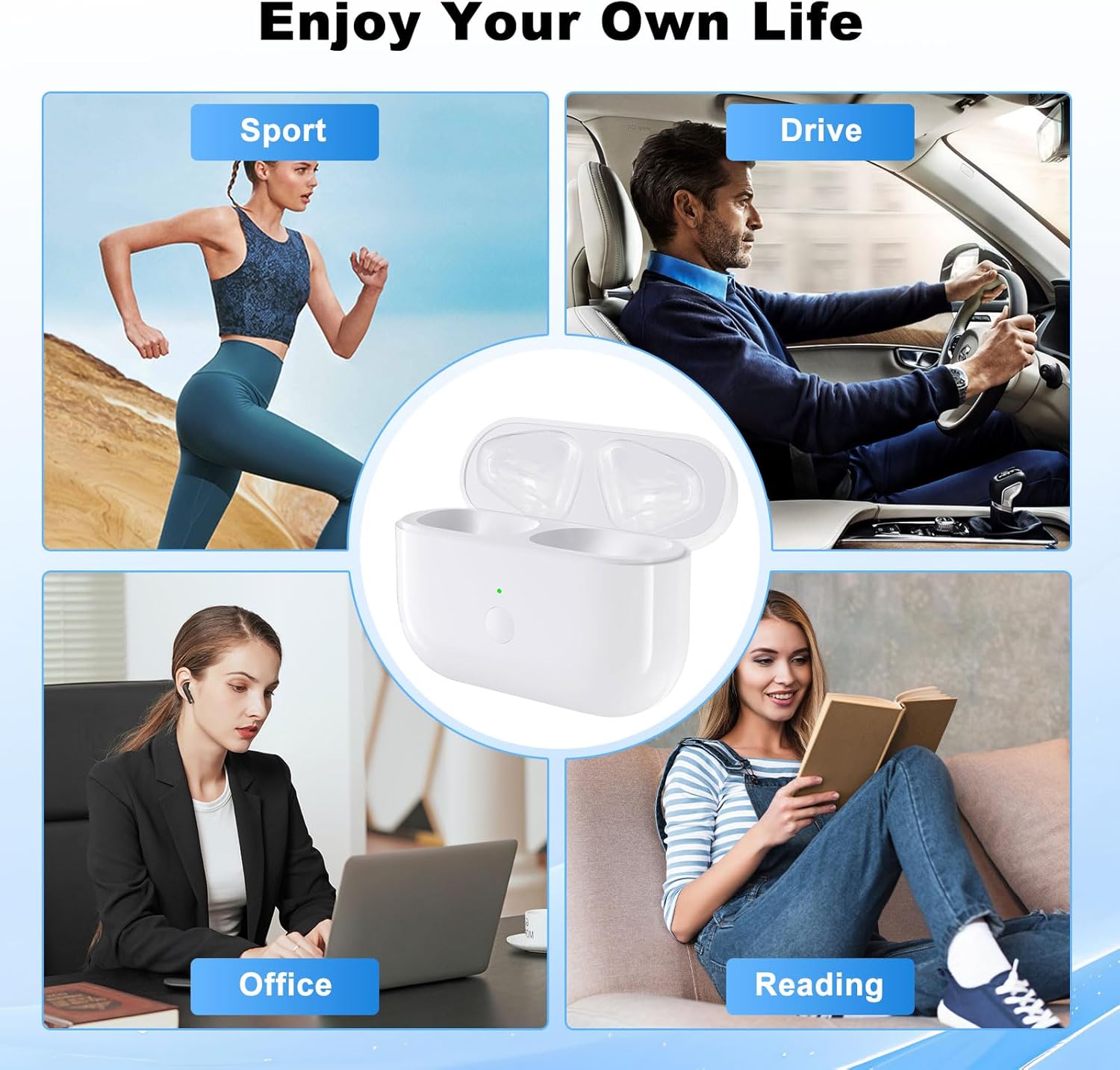 Draadloos oplaadetui Compatibel met AirPods Pro 1- en 2 vervangende hoes met ingebouwde 480 mAh batterij Bluetooth-koppelknop