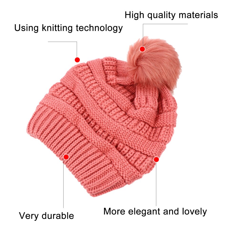 1Pc Warm Muts Nuttig Haak Hairball Beanie Haak Hairball Cap Voor Lady
