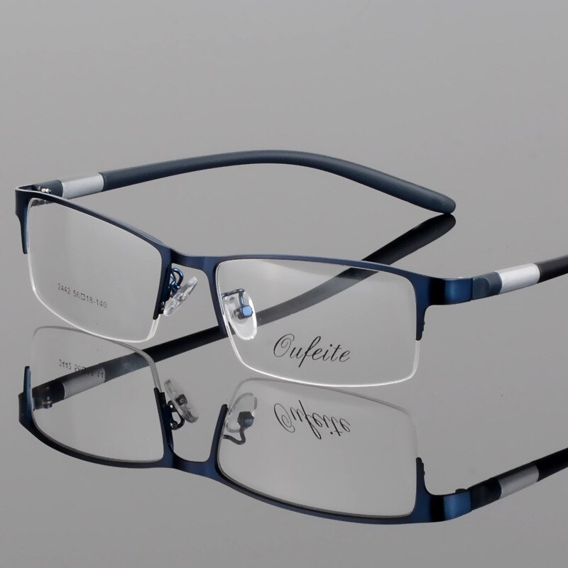 Eyewear Titanium Glasses Frame Men Eyeglasses Computer Optical Prescription Reading Clear Eye Lens male Spectacle lunette de vue: Blue