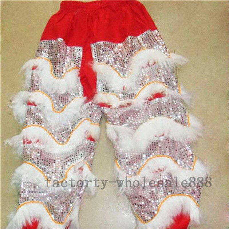 Traje de danza del león chino publicidad pantalones Festival Año rendimiento ropa Cosplay partido vestido talla adulta: White