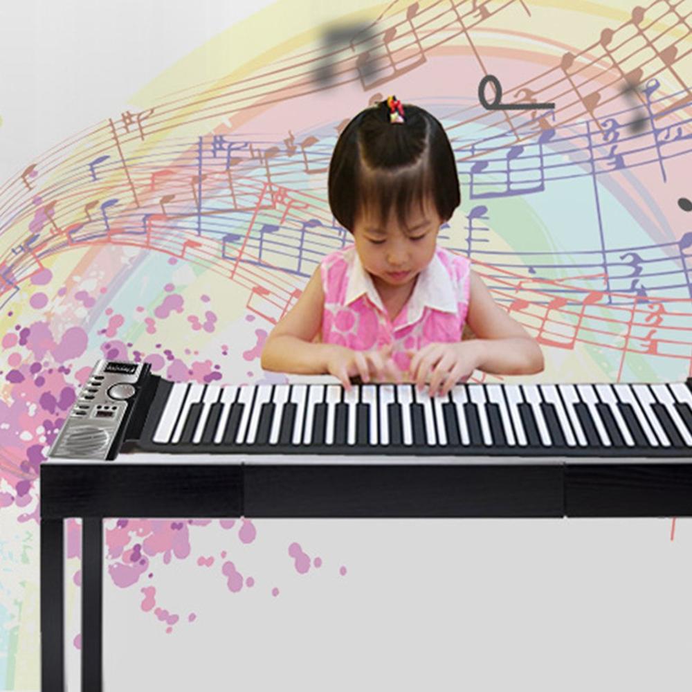 Portable Piano 61 Keys Smart Folding Silicone Hand-rolled Electronic Keyboard Pianos Beginner Instrument