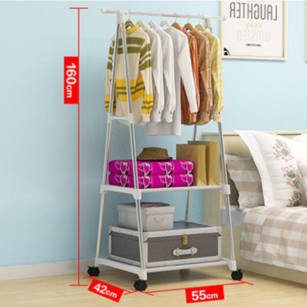 Eenvoudige Driehoek Kapstok Rvs Mobiele Verwijderbare Kleding Opknoping Magazijnstelling Hanger Vloer Stand Kapstok Met Wiel: 1