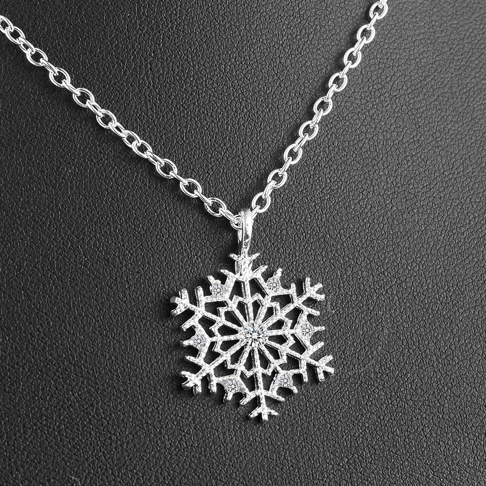 Charms dame krystal snefnug zirkon blomst jul halskæder & vedhæng smykker til kvinder sweater halskæde