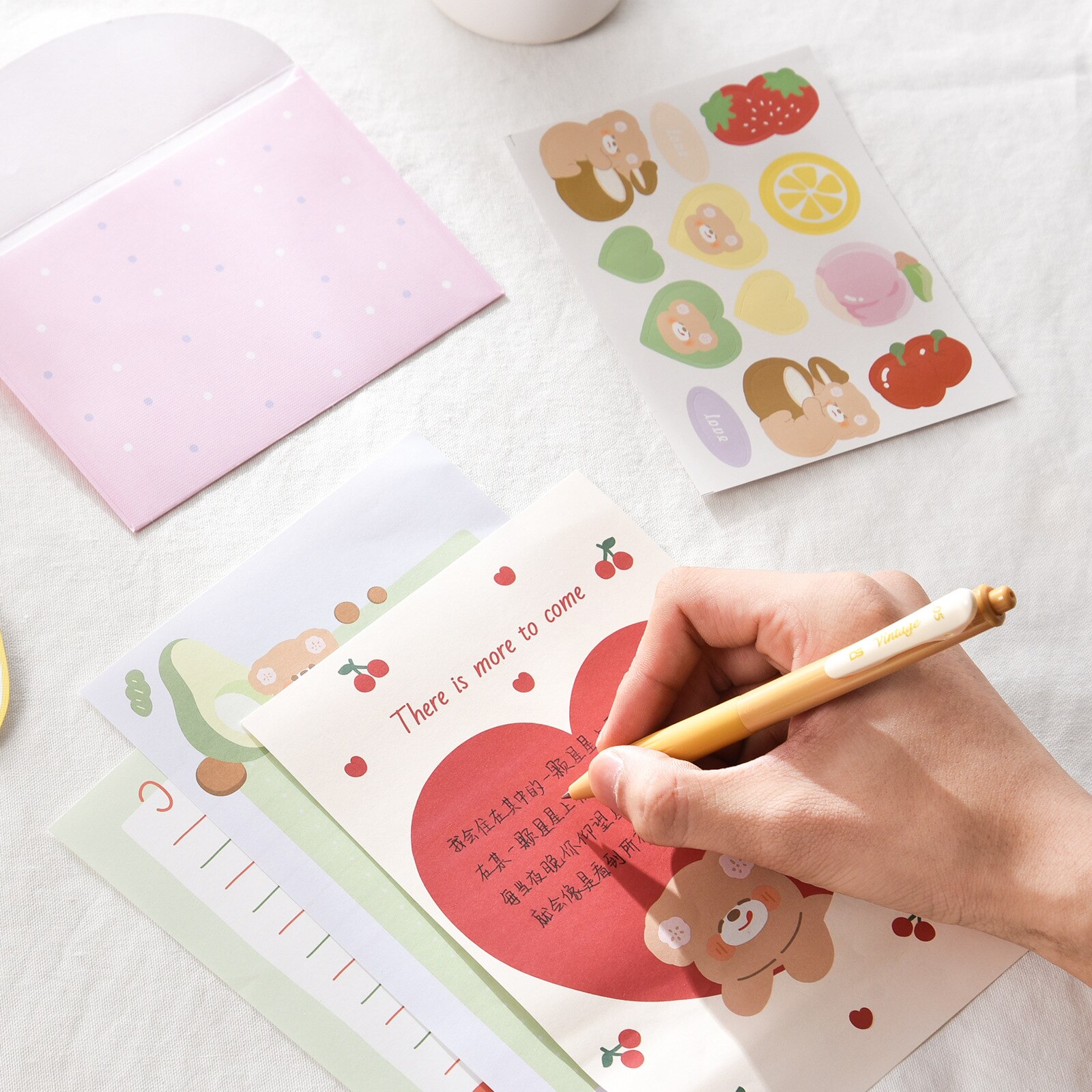 18 pcs Love bear Cartoon Toffee Bear Envelope Message Card Letter For Wedding Invitation Postcards Stationary Storage Paper