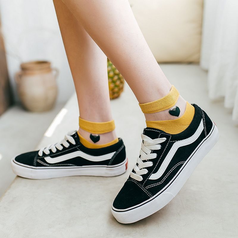 Chaussettes style coréen armkin pour femmes, motif cœur, chaussettes d'été décontractées et mignonnes, en coton respirant