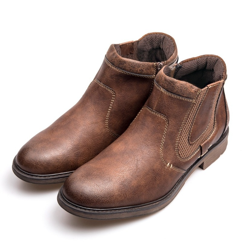 Bottines en cuir à plateforme pour homme, bottines montantes imperméables, à enfiler, décontractées, pour moto Chelsea