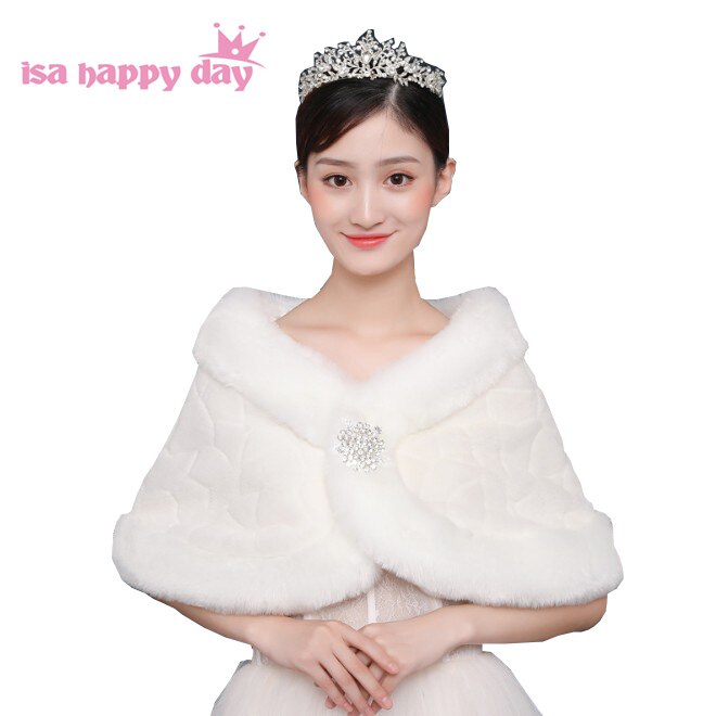 Ivoorrode dames warme imitatiebont witte bolero bruids wikkelsjaal bruidsjas jas accessoires voor avondfeest