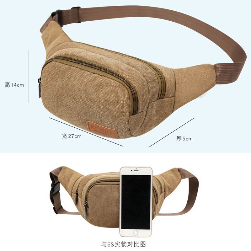 Vintage heren canvas heuptasjes heuptasje heren casual heuptasjes dames tas portemonnee kleine tassen zzq 01