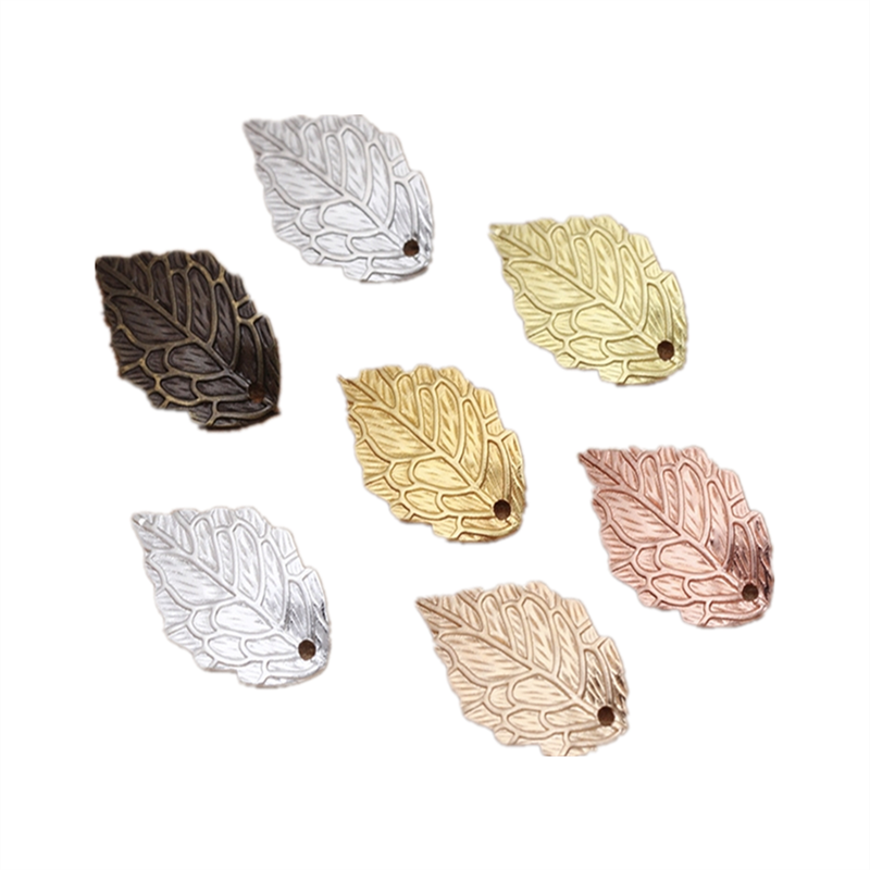 50 Stuks 10*18Mm Gold/Metal Charms Stempelen Leaf Earring Bedels Hangers Diy Drijvende Charmes Voor Sieraden maken