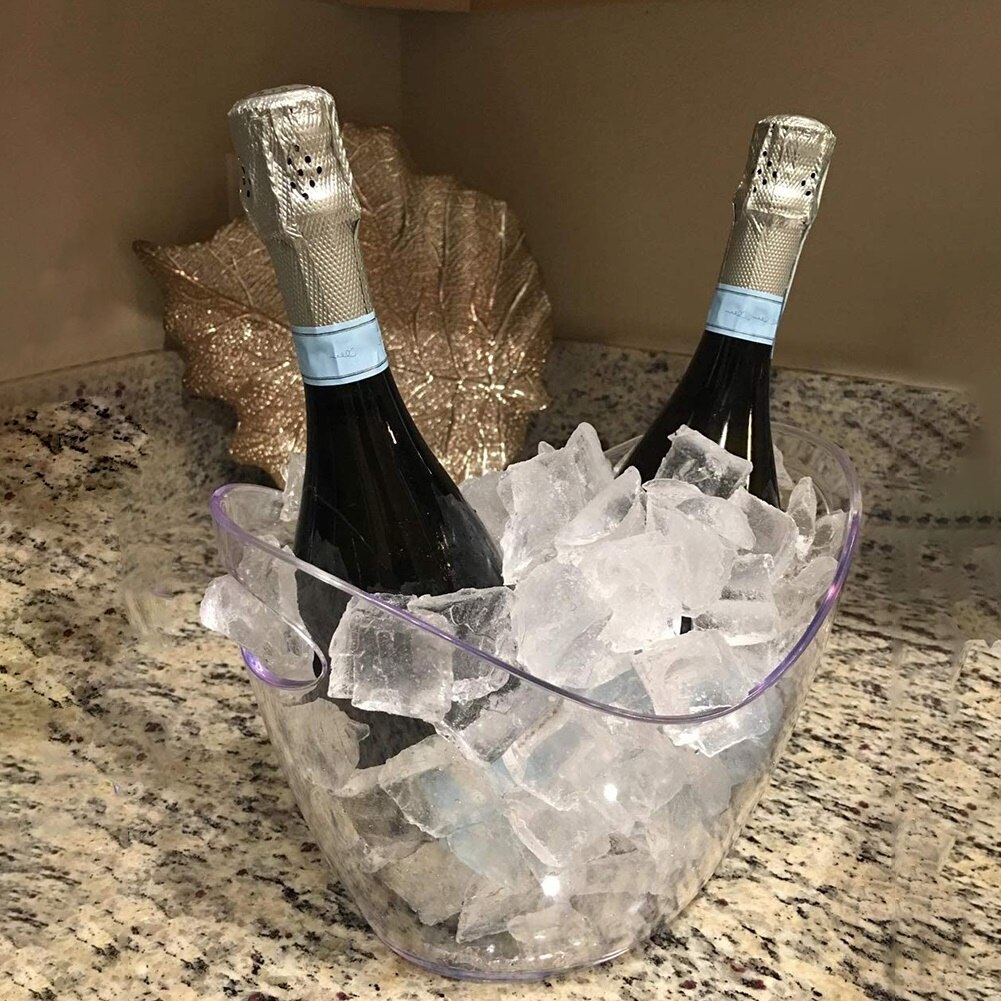 Cubo de hielo transparente de 8L, soporte para botella de cerveza, champán, vino, cocina, herramientas para hacer cubitos de ahorro, Artículos de bar para