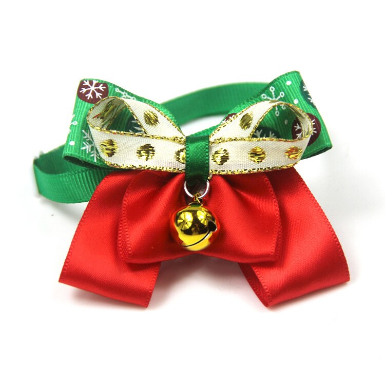 Hond Jaar Boog Kerstversiering Voetafdrukken Bel Ketting Hond Accessoires Hond Hoofdtooi Hond Kat Ornament Boog Hoofdtooi: 2