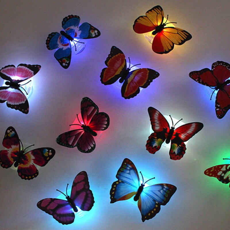 Led 3D Kleurrijke Vlinder Muurstickers Nachtlampje Gloeiende Muurstickers Stickers Thuis Slaapkamer Muur Decoratieve