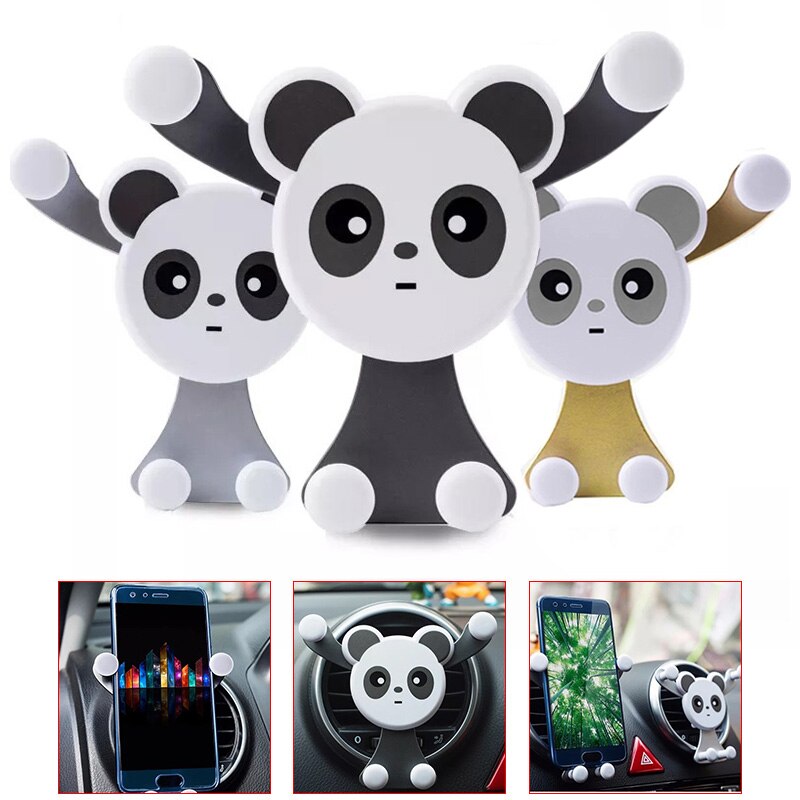 Universal Cute Panda Car Smartphone Stand Holder Car Air Vent Mobile Phone Holder S55