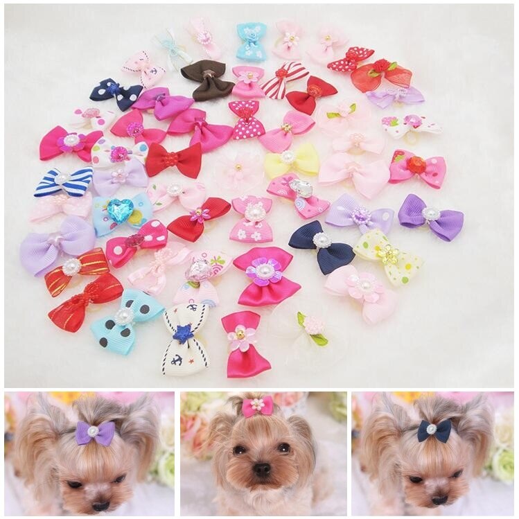 10/20 stuks schattige kleine hondenhaarstrikken, hondenhaaraccessoires, hondenverzorgingsstrikken voor teddy, yorkie, maltezer puppy: Strass-steentjes stijl / 20 stuks