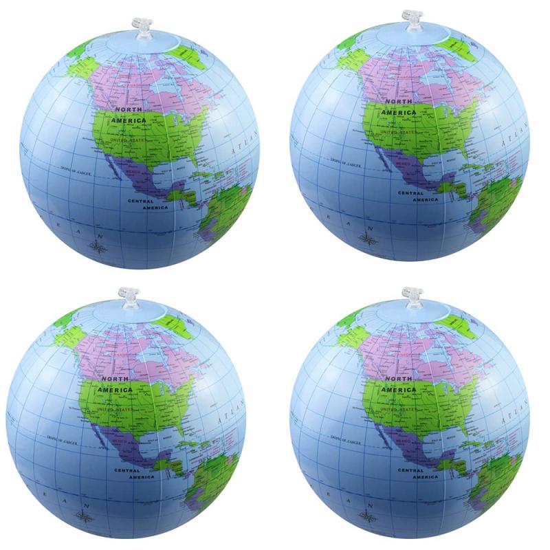 12" PVC Inflatable Globe Beach Ball World Globes Earth Blow Up World Globe Beach Ball For Beach Playing Kids Toys Having Fun