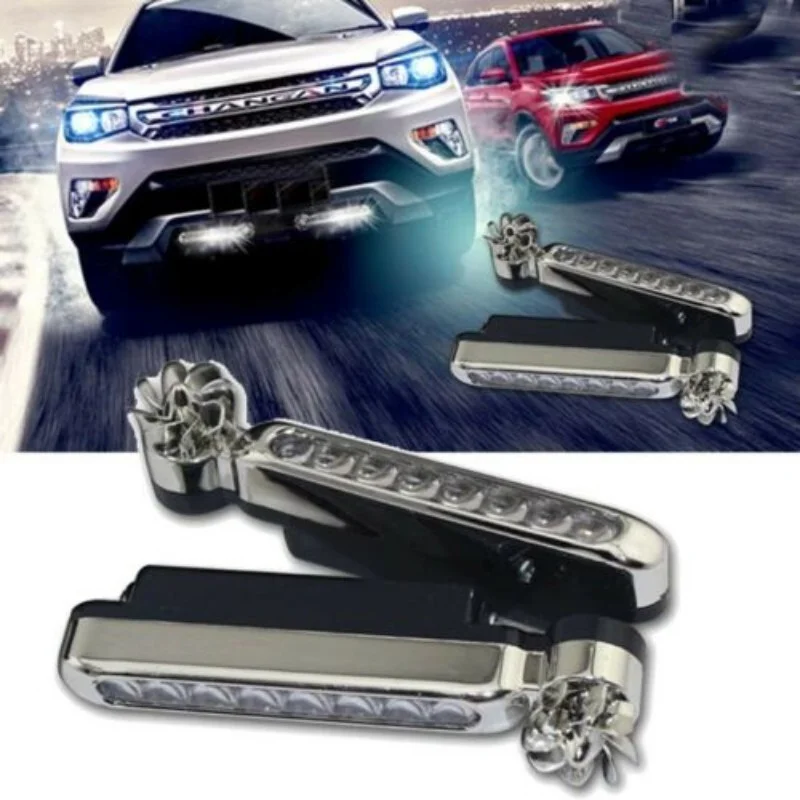 Luz LED alimentada por el viento para coche, luces de circulación DRL externas, faro antiniebla, lámpara de luz diurna automática, energía eólica sin cableado