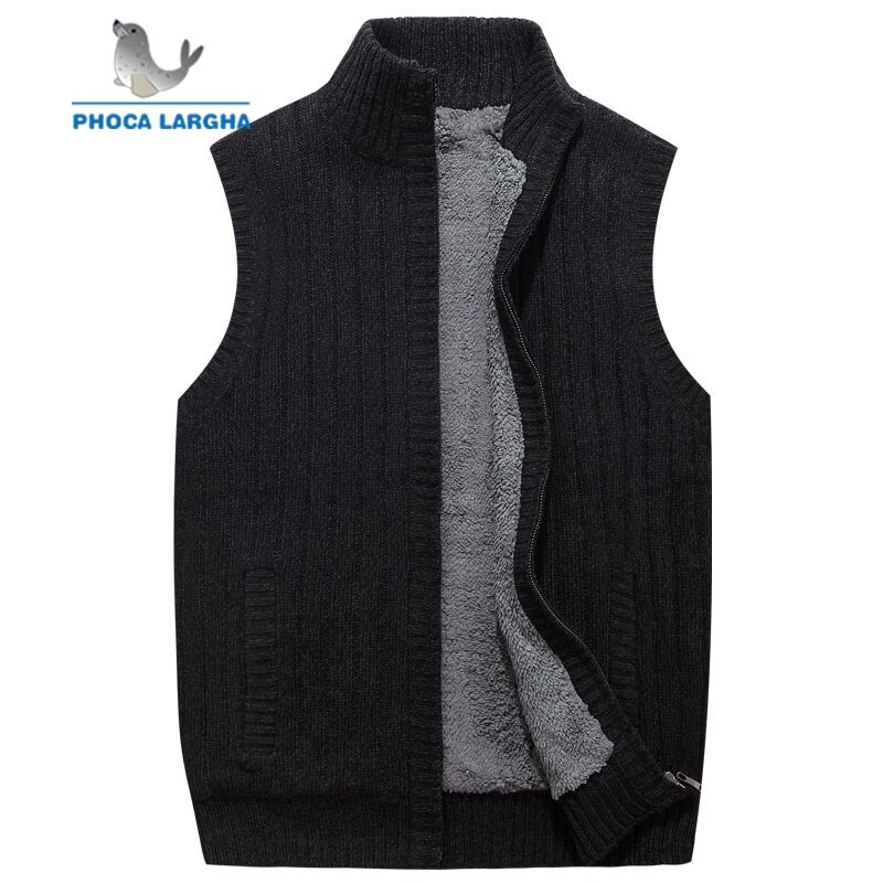 Herr ulltröjor väst kofta manlig varm tröja business casual ärmlös stickad väst jacka solid fleece sweatercoat homme
