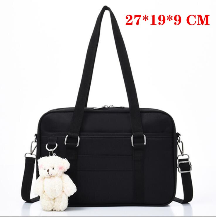 Lovely Japanese School Students Bags JK Bag Girl Briefcase Bookbag Travel Messenger Bags Shoulder Bags: Black-Small