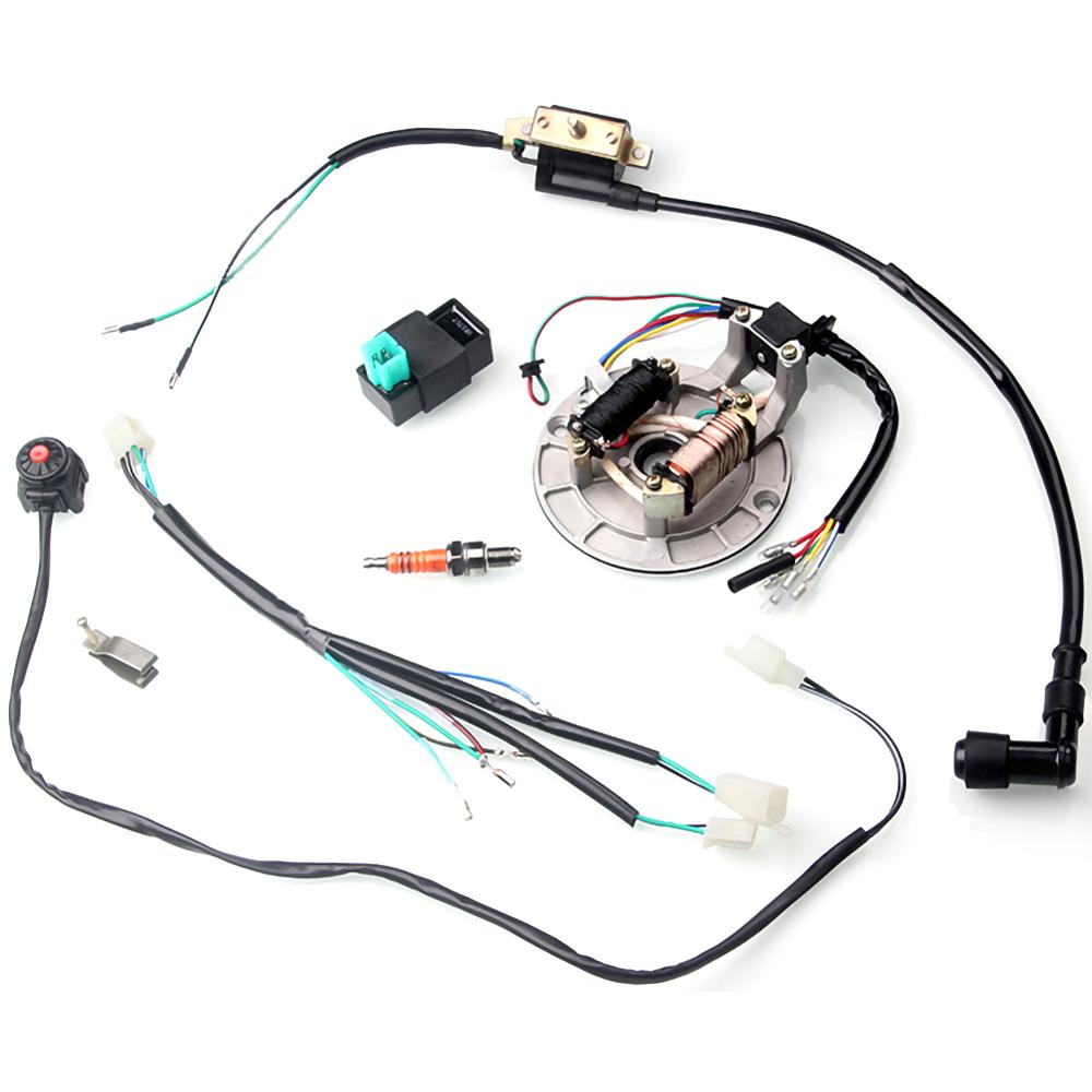 1 Set For 50-125cc Kick Start Dirt Pit Bike Wire Harness Wiring Loom CDI Coil 4 Stroke