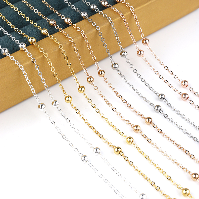 10 metros/rollo de cadena cruzada con cuentas de Metal, cuentas de 4mm, cadenas planas O para hacer joyería DIY, collares, pulseras, tobilleras, accesorios