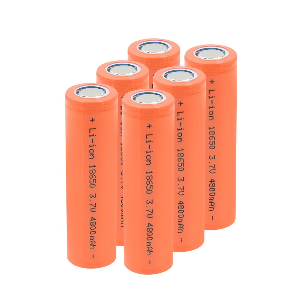 1-10 stk 18650 li- ionbatteri 3.7 v 4800 mah 18650 lithium genopladelige battericeller til forlygter legetøj lommelygtebatterier: 6 stykker
